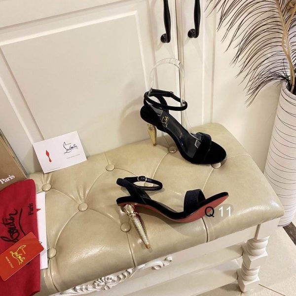 Christian Louboutin Lipqueen Sandales 100mm Velours Noir – Image 3