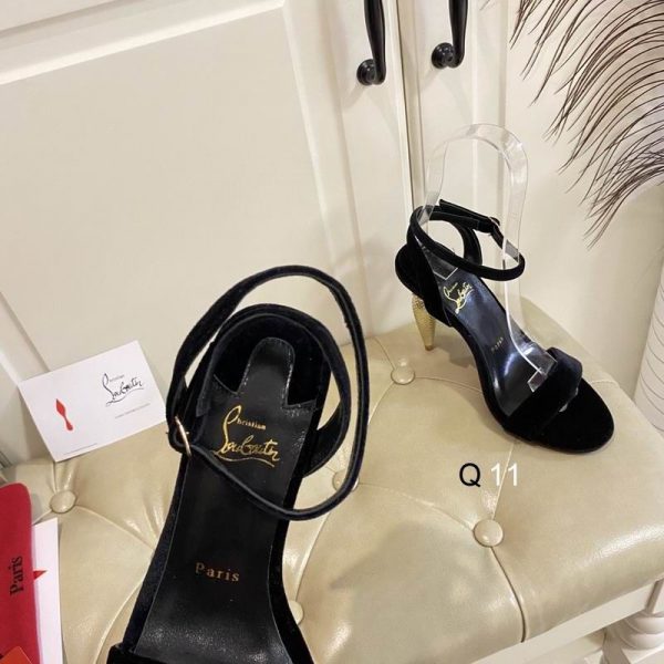 Christian Louboutin Lipqueen Sandales 100mm Velours Noir – Image 4