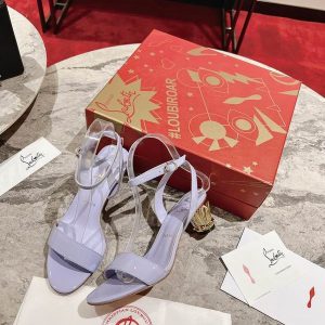 Christian Louboutin Lipsita Queen Sandales en Cuir Verni 55 Violet