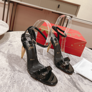 Christian Louboutin Lipstrass Queen Sandales 100mm Cuir Verni Noir
