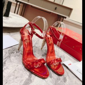 Christian Louboutin Lipstrass Queen Sandales 100mm Cuir Verni Rouge