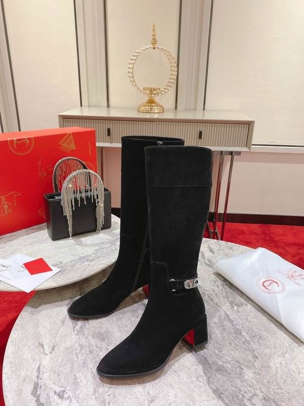 Christian Louboutin Lock Botta 70 mm Bottes Hautes en Daim Noir – Image 2