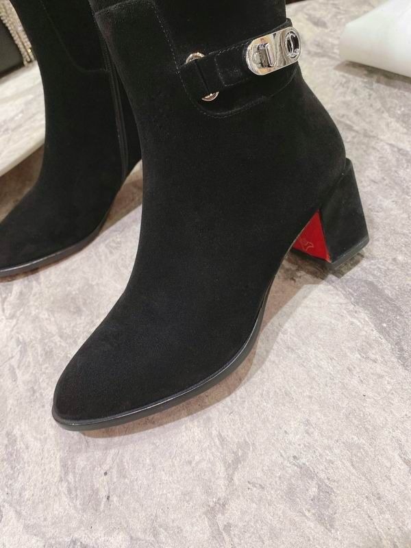 Christian Louboutin Lock Botta 70 mm Bottes Hautes en Daim Noir – Image 3