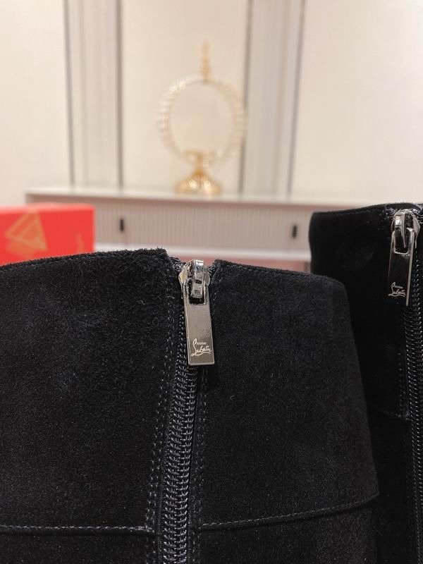 Christian Louboutin Lock Botta 70 mm Bottes Hautes en Daim Noir – Image 4