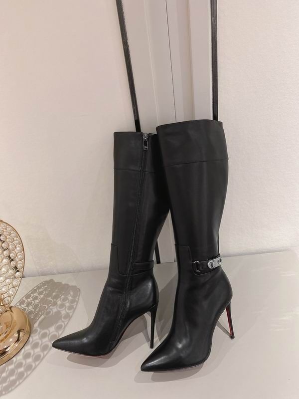 Christian Louboutin Lock Kate Bottes Hautes 100mm en Cuir de Veau Noir – Image 2