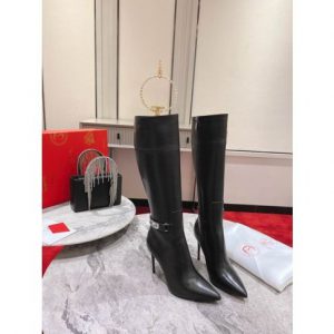 Christian Louboutin Lock Kate Bottes Hautes 100mm en Cuir de Veau Noir
