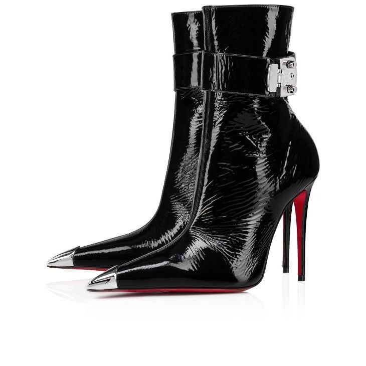 Christian Louboutin Lock Me Up Booty 100 mm Bottines Basses Verni Vog Noir