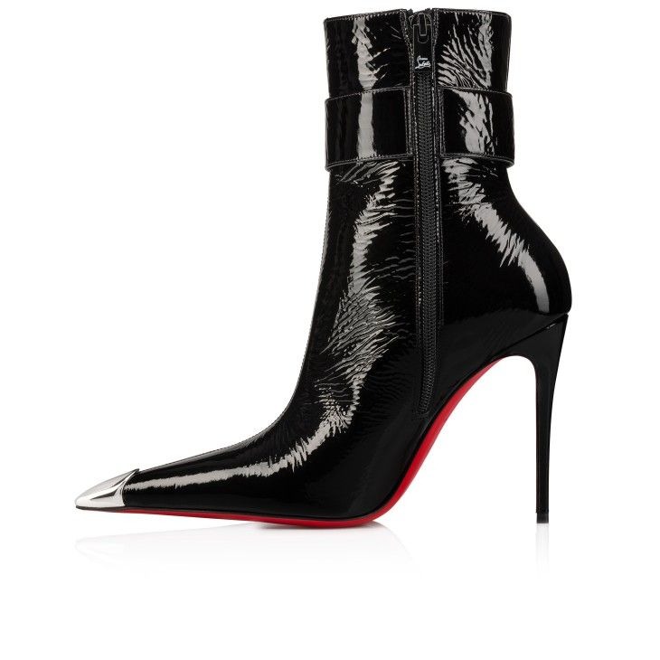 Christian Louboutin Lock Me Up Booty 100 mm Bottines Basses Verni Vog Noir – Image 2