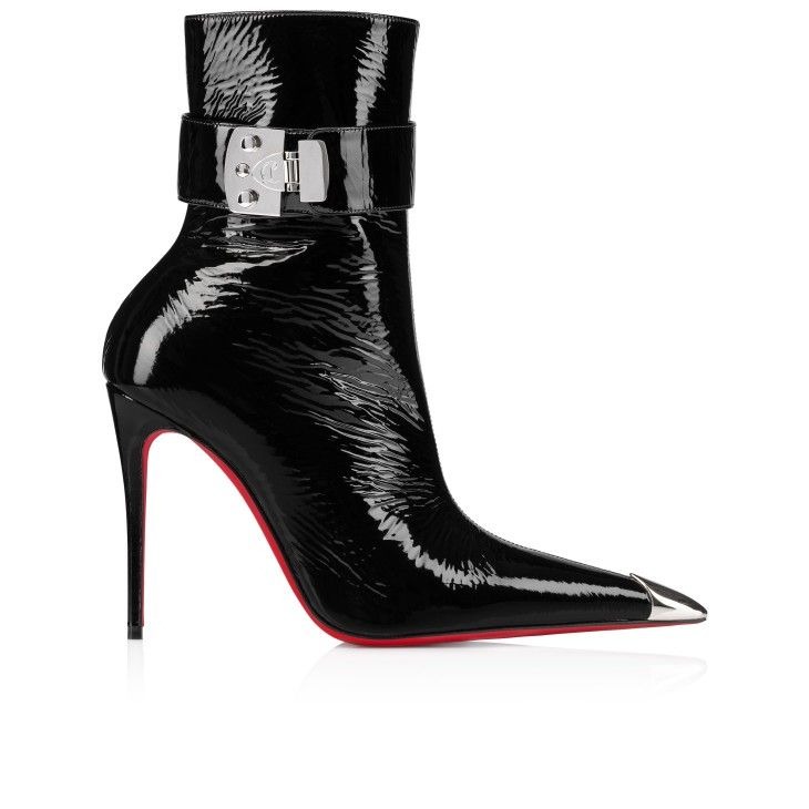 Christian Louboutin Lock Me Up Booty 100 mm Bottines Basses Verni Vog Noir – Image 4