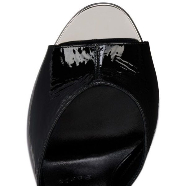 Christian Louboutin Lock Me Up Sandale 100 Mm Vog Cuir Vernis Noir – Image 2