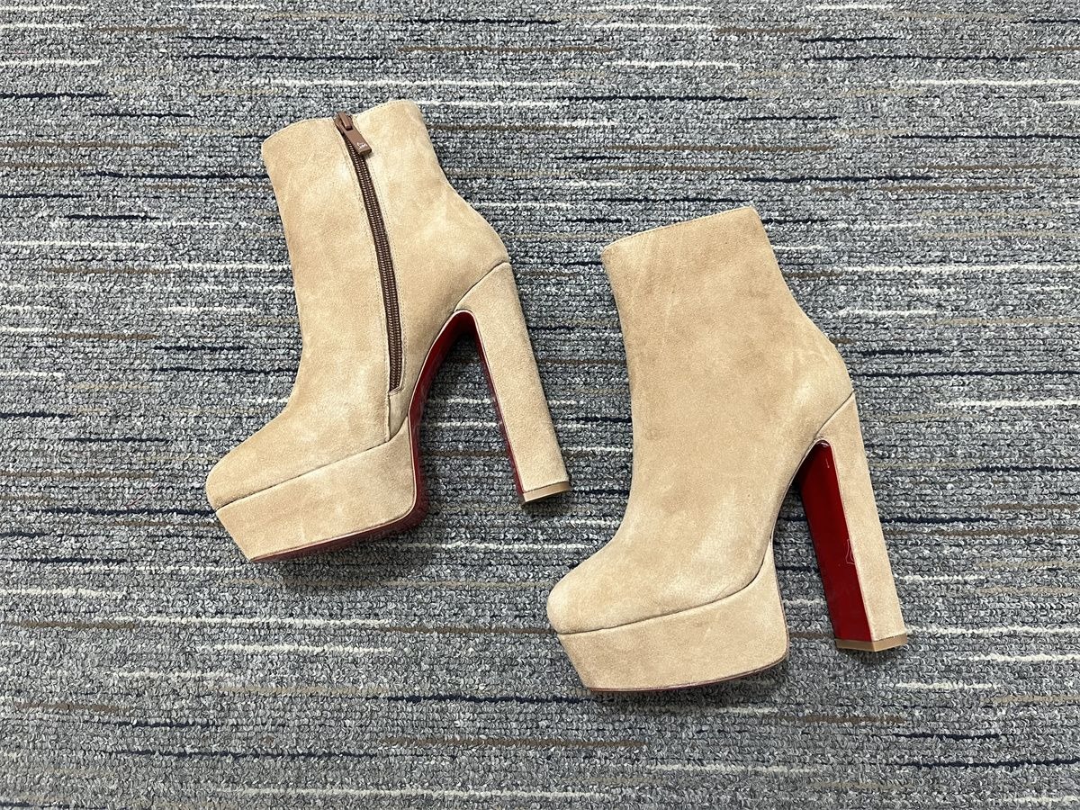 Christian Louboutin Loo Booty 130 mm Bottines Basses Veau Velours Sable