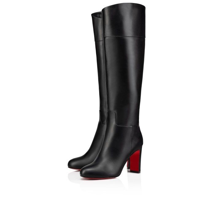 Christian Louboutin Loo Botta 85 Mm Bottes en Cuir de Veau Noir