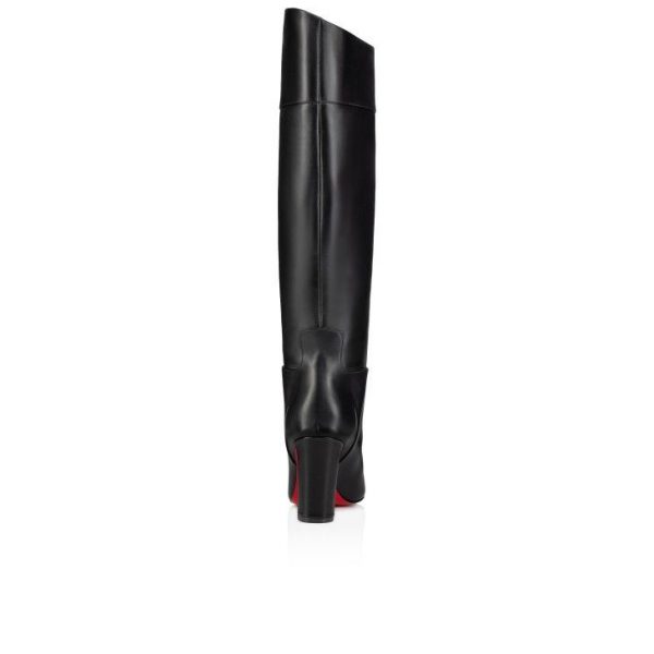 Christian Louboutin Loo Botta 85 Mm Bottes en Cuir de Veau Noir – Image 4