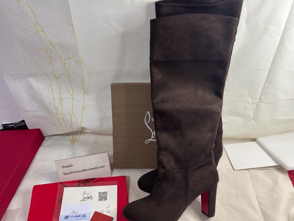 Christian Louboutin Loo Botta 85 Mm Bottes en Veau Velours Cosme – Image 5