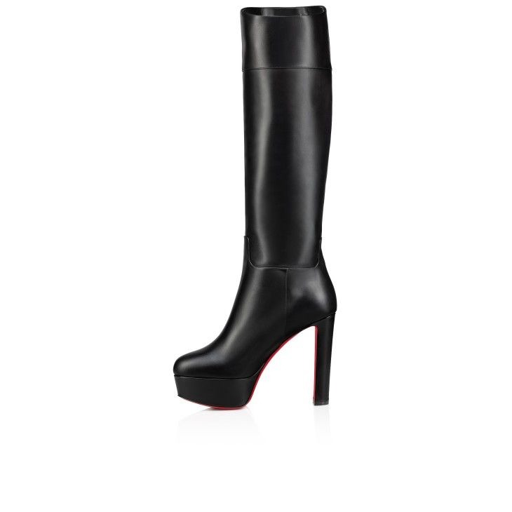 Christian Louboutin Loo Botta Alta 130 Mm Bottes en Cuir de Veau Noir – Image 2