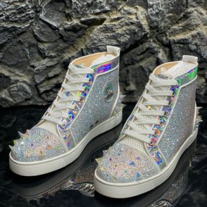 Christian Louboutin Baskets Femme Lou Pik Pik 2 Orlato Strass ornés Argent