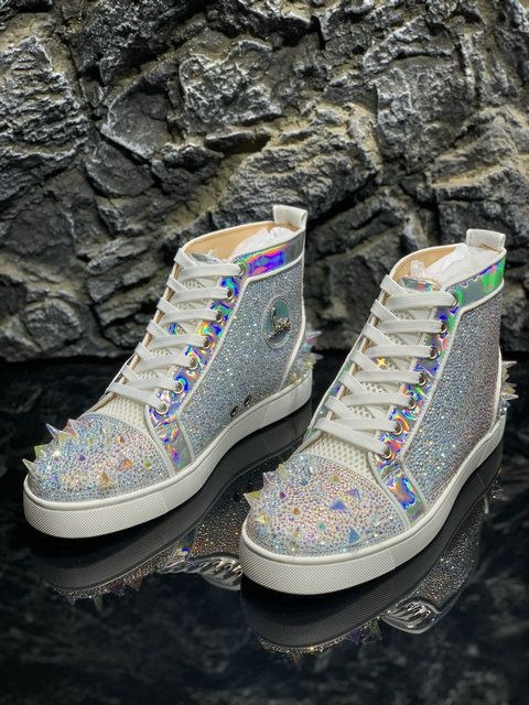 Christian Louboutin Baskets Femme Lou Pik Pik 2 Orlato Strass ornés Argent