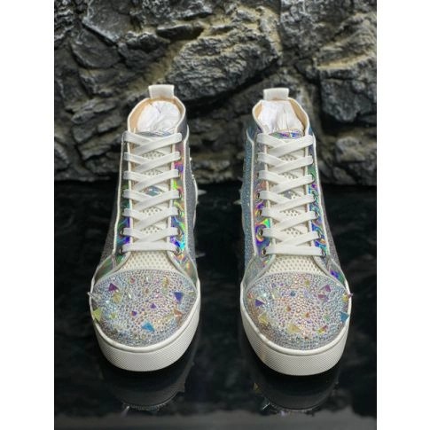 Christian Louboutin Baskets Femme Lou Pik Pik 2 Orlato Strass ornés Argent – Image 2