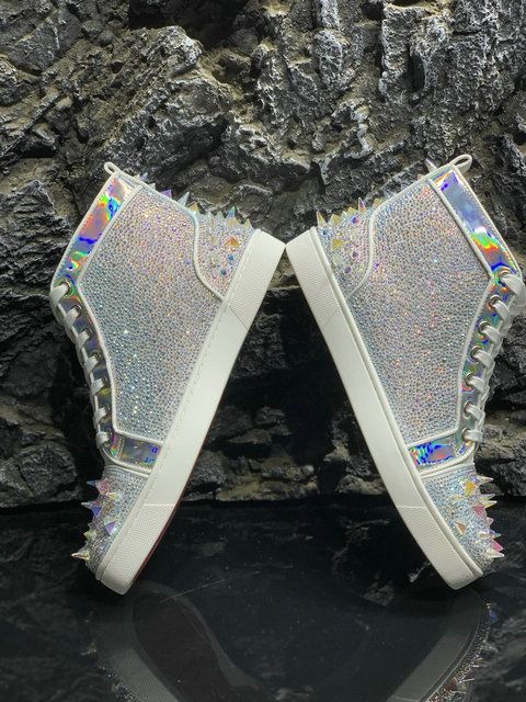 Christian Louboutin Baskets Femme Lou Pik Pik 2 Orlato Strass ornés Argent – Image 3
