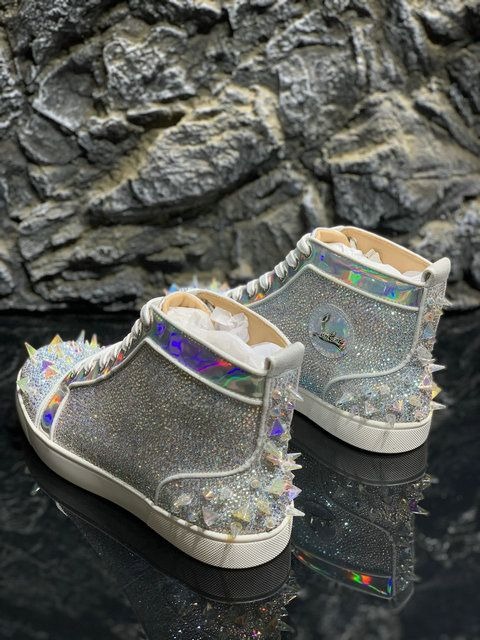 Christian Louboutin Baskets Femme Lou Pik Pik 2 Orlato Strass ornés Argent – Image 4