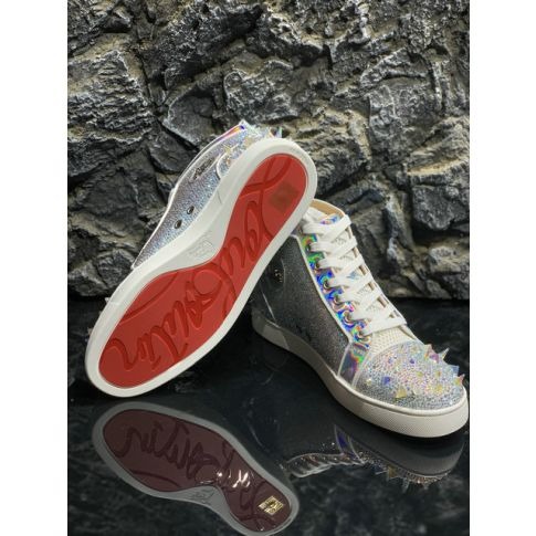 Christian Louboutin Baskets Femme Lou Pik Pik 2 Orlato Strass ornés Argent – Image 5