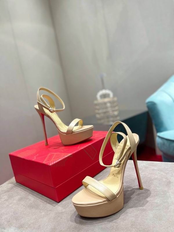 Christian Louboutin Loubi Queen Alta 150 Mm Sandales Cuir Nappa Nude – Image 2