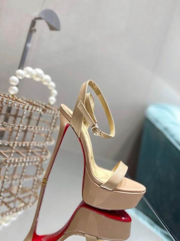 Christian Louboutin Loubi Queen Alta 150 Mm Sandales Cuir Nappa Nude – Image 3