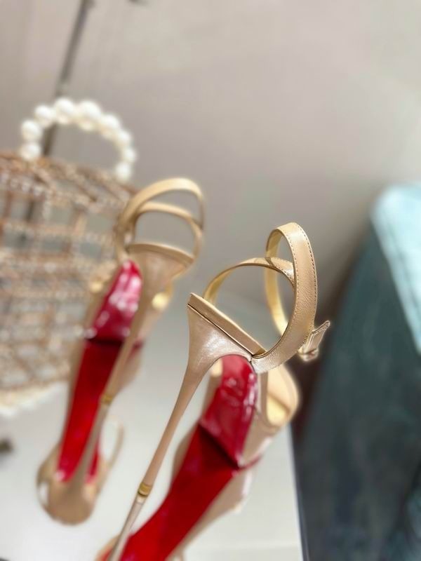 Christian Louboutin Loubi Queen Alta 150 Mm Sandales Cuir Nappa Nude – Image 4