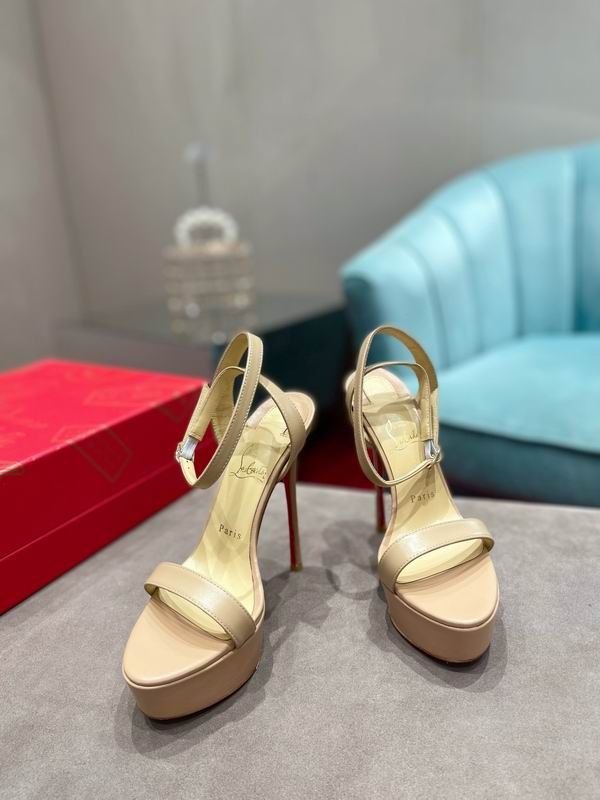 Christian Louboutin Loubi Queen Alta 150 Mm Sandales Cuir Nappa Nude