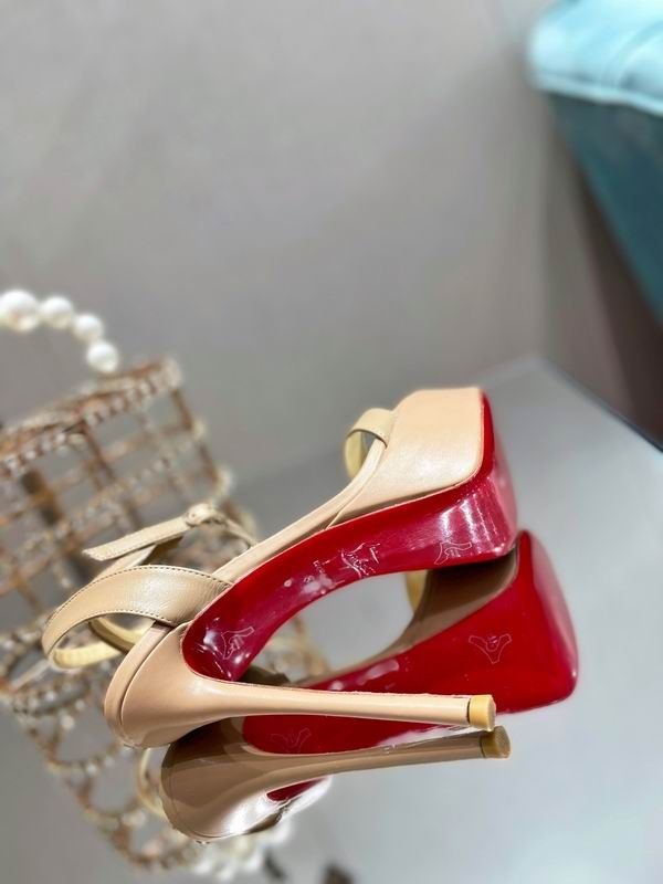 Christian Louboutin Loubi Queen Alta 150 Mm Sandales Cuir Nappa Nude – Image 5