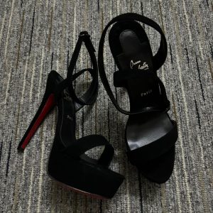 Christian Louboutin Loubi Queen Alta 150 mm sandales velours noir