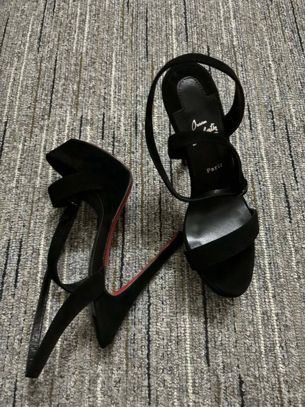 Christian Louboutin Loubi Queen Alta 150 mm sandales velours noir – Image 2