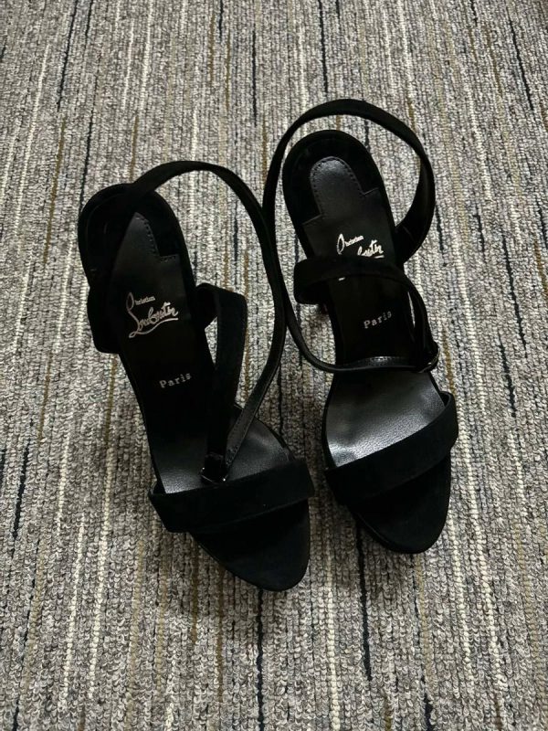 Christian Louboutin Loubi Queen Alta 150 mm sandales velours noir – Image 4