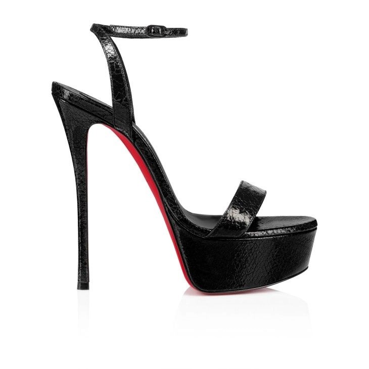 Christian Louboutin Loubi Queen Alta 150 mm sandales à brides cuir specchio étoilé noir – Image 4