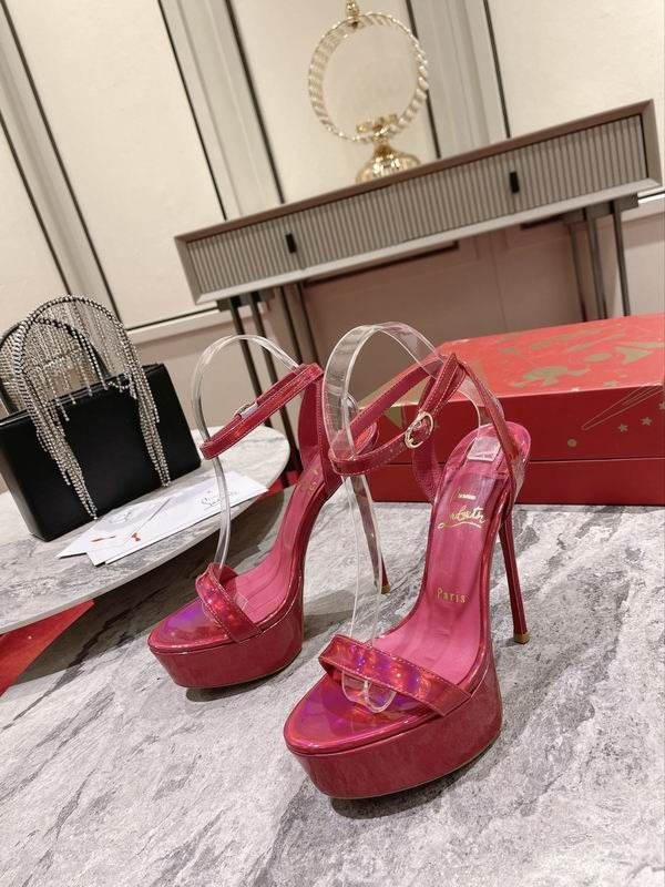Christian Louboutin Loubi Queen Alta 150 mm sandales à plateforme cuir verni fuchsia psychique
