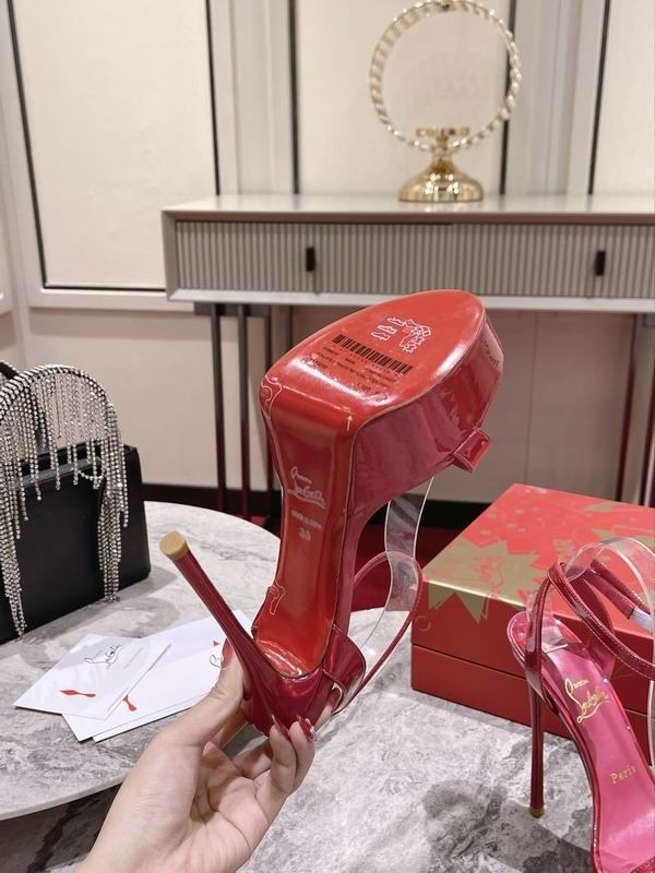 Christian Louboutin Loubi Queen Alta 150 mm sandales à plateforme cuir verni fuchsia psychique – Image 5