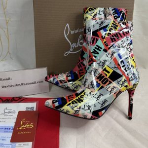 Christian Louboutin Loubiballage Bottines 100mm Cuir Verni Multicolore