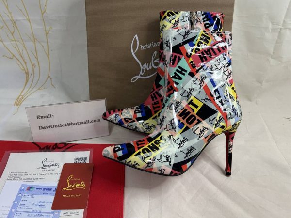 Christian Louboutin Loubiballage Bottines 100mm Cuir Verni Multicolore