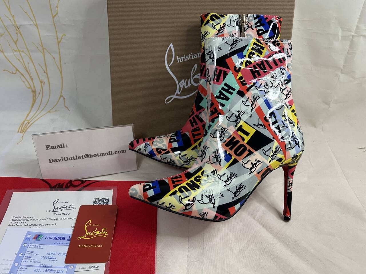 Christian Louboutin Loubiballage Bottines 100mm Cuir Verni Multicolore