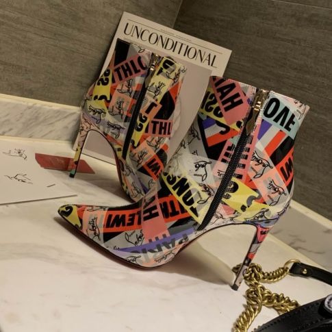 Christian Louboutin Loubiballage Bottines 100mm Cuir Verni Multicolore – Image 2