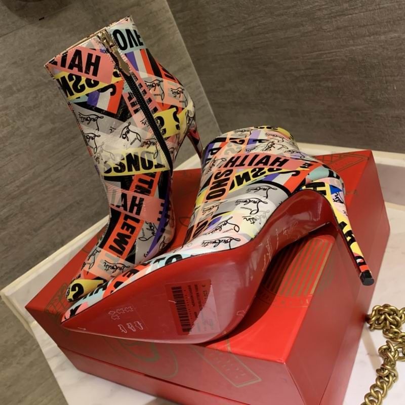 Christian Louboutin Loubiballage Bottines 100mm Cuir Verni Multicolore – Image 3