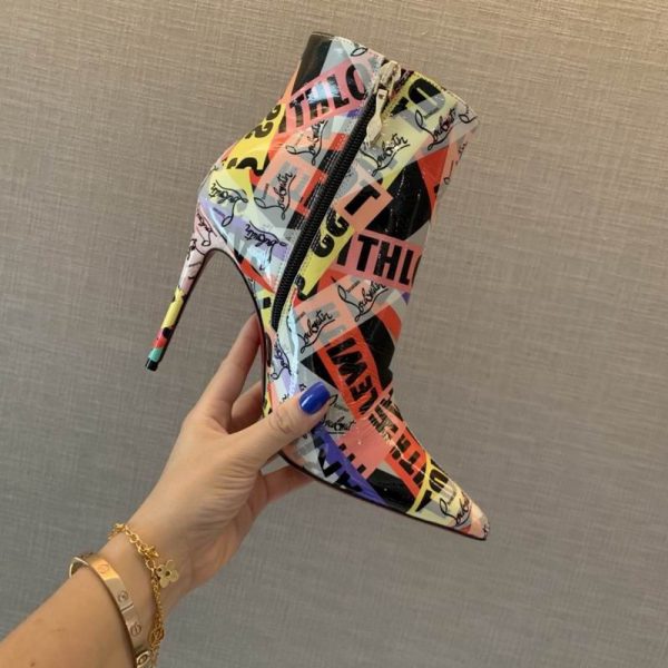 Christian Louboutin Loubiballage Bottines 100mm Cuir Verni Multicolore – Image 4