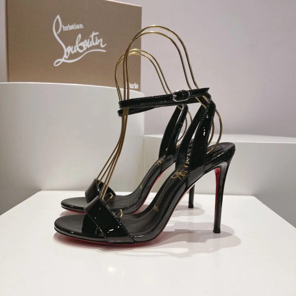 Christian Louboutin Loubigirl 100 mm Sandales en Cuir Verni Noir – Image 2