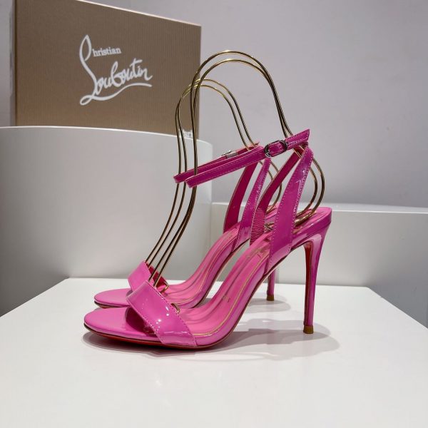 Christian Louboutin Loubigirl 100 mm Sandales en Cuir Verni Fuchsia – Image 4