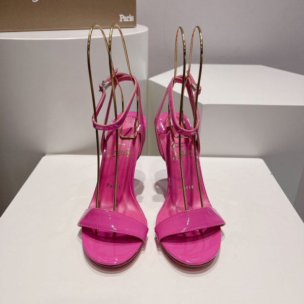 Christian Louboutin Loubigirl 100 mm Sandales en Cuir Verni Fuchsia – Image 5
