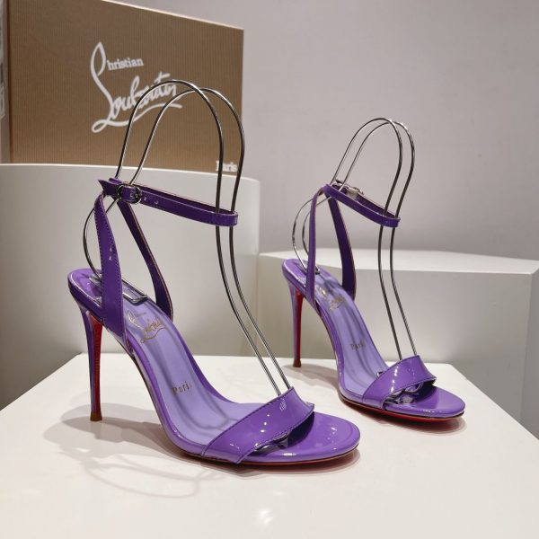 Christian Louboutin Loubigirl 100 mm Sandales en Cuir Verni Violet