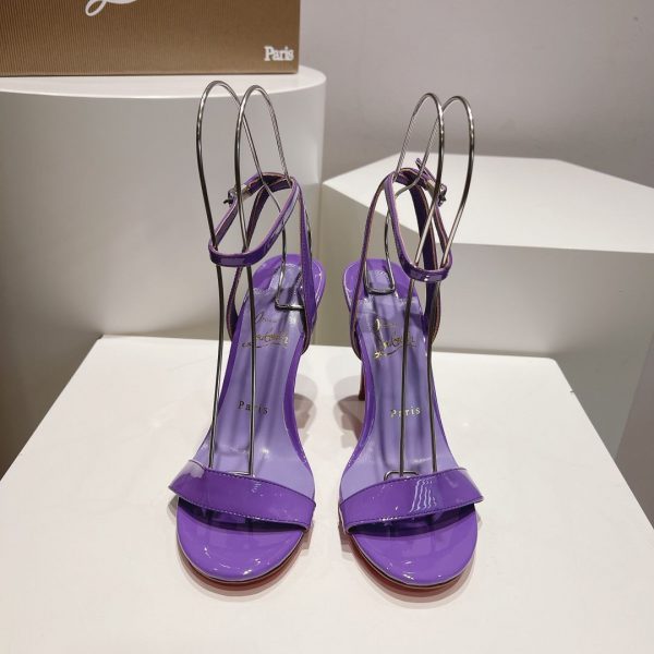 Christian Louboutin Loubigirl 100 mm Sandales en Cuir Verni Violet – Image 2