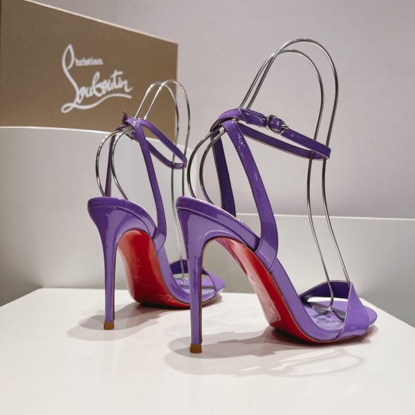 Christian Louboutin Loubigirl 100 mm Sandales en Cuir Verni Violet – Image 3