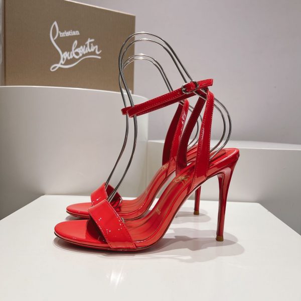 Christian Louboutin Loubigirl 100 mm Sandales en Cuir Verni Rouge – Image 2