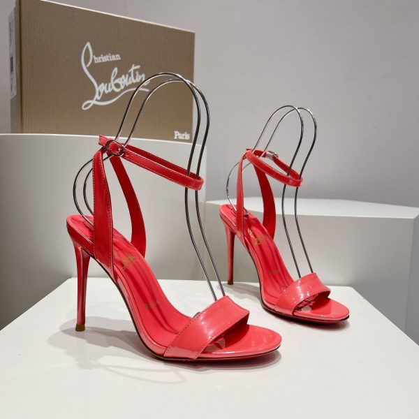 Christian Louboutin Loubigirl 100 mm Sandales en Cuir Verni Rose